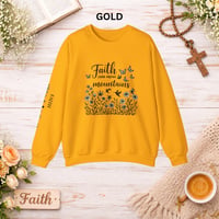 Image 7 of Faith Can Move Mountains Sweatshirt — Floral Cross Christian Crewneck