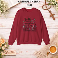 Image 9 of Faith Can Move Mountains Sweatshirt — Floral Cross Christian Crewneck