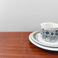 Image 2 of Arabia Finland Krokus Black and White Grey Rim Coffee Cup Trio Set
