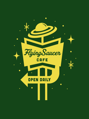 Image of Flying Saucer Cafe T-Shirt | Forest Green 🛸