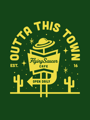 Image of Flying Saucer Cafe T-Shirt | Forest Green 🛸