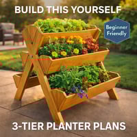 Image 3 of Planter Box Plans 5-Box Tiered Wooden Garden Stand DIY Herb Vegetable Flower Raised