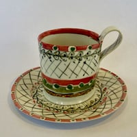 Image 1 of Lattice and gold tea cups