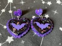 Image 1 of Bat Heart Stud Earrings