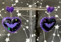 Image 3 of Bat Heart Stud Earrings