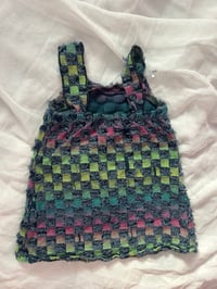 Image 2 of Multicolour Checkered Distressed Denim Dress 