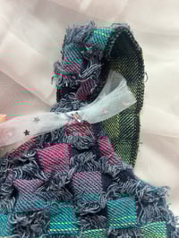 Image 3 of Multicolour Checkered Distressed Denim Dress 