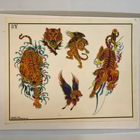 Image 1 of 1989 hand colored Spaulding & Roger’s Pinky Yun production sheet tigers 11x14