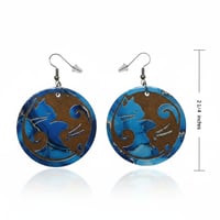 Image 3 of Yin Yang Cat Wood Round Earrings