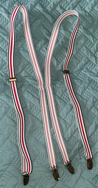 Black, White, and Red stripe Braces. 