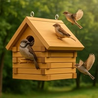 Image 1 of Birdhouse Plans PDF – Rustic Log Cabin DIY Woodworking Blueprint, Outdoor Garden Full-Size Pattern