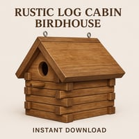 Image 2 of Birdhouse Plans PDF – Rustic Log Cabin DIY Woodworking Blueprint, Outdoor Garden Full-Size Pattern
