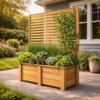 Image 4 of Privacy Screen Planter Plans Outdoor Trellis Box Cedar Vertical Garden DIY Build