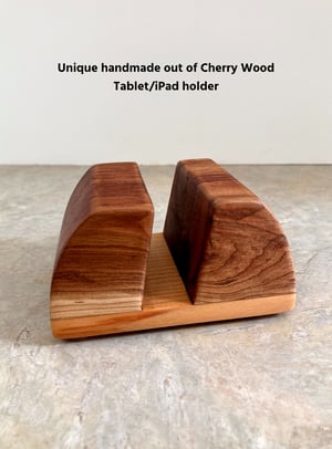 Image of Handmade Cherry wood ipad tablet stand for office desk or table