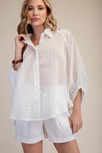 White Stripe Button Front Blouse