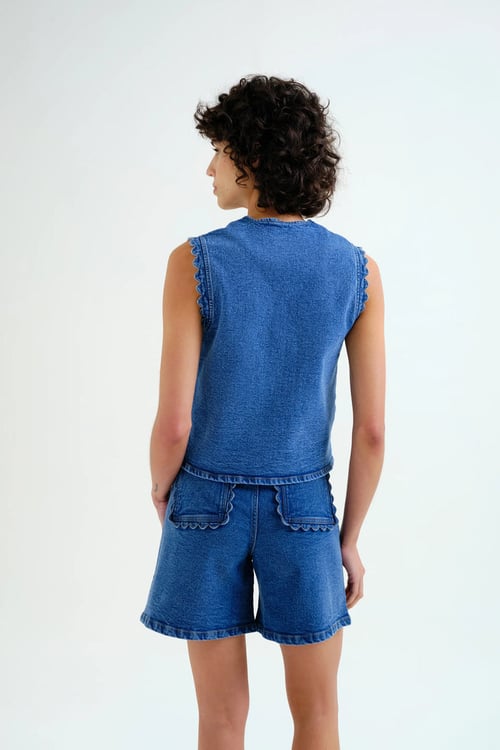 Image of 1-Chaleco denim ondas
