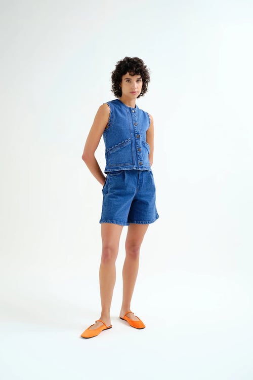 Image of 1-Chaleco denim ondas