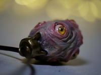 Image 15 of Egg of the King pendant, leather cord, brass hardware, all seeing glowing eyes