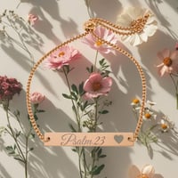 Image 1 of Psalm 23 Engraved Heart Bar Bracelet — Adjustable Personalized Scripture Bracelet