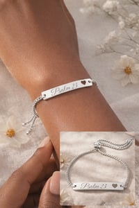 Image 2 of Psalm 23 Engraved Heart Bar Bracelet — Adjustable Personalized Scripture Bracelet