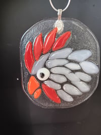 Angry Chicken head fused glass suncatcher