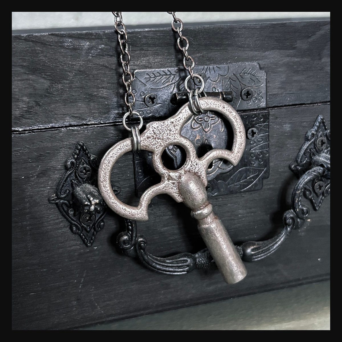 Bat Wing Clock Key Necklace
