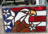 Image 1 of American Pride Eagle flag stained glass