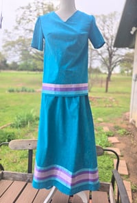Image 2 of Native American Ribbon Skirt & Top - "Turquoise & Violet"
