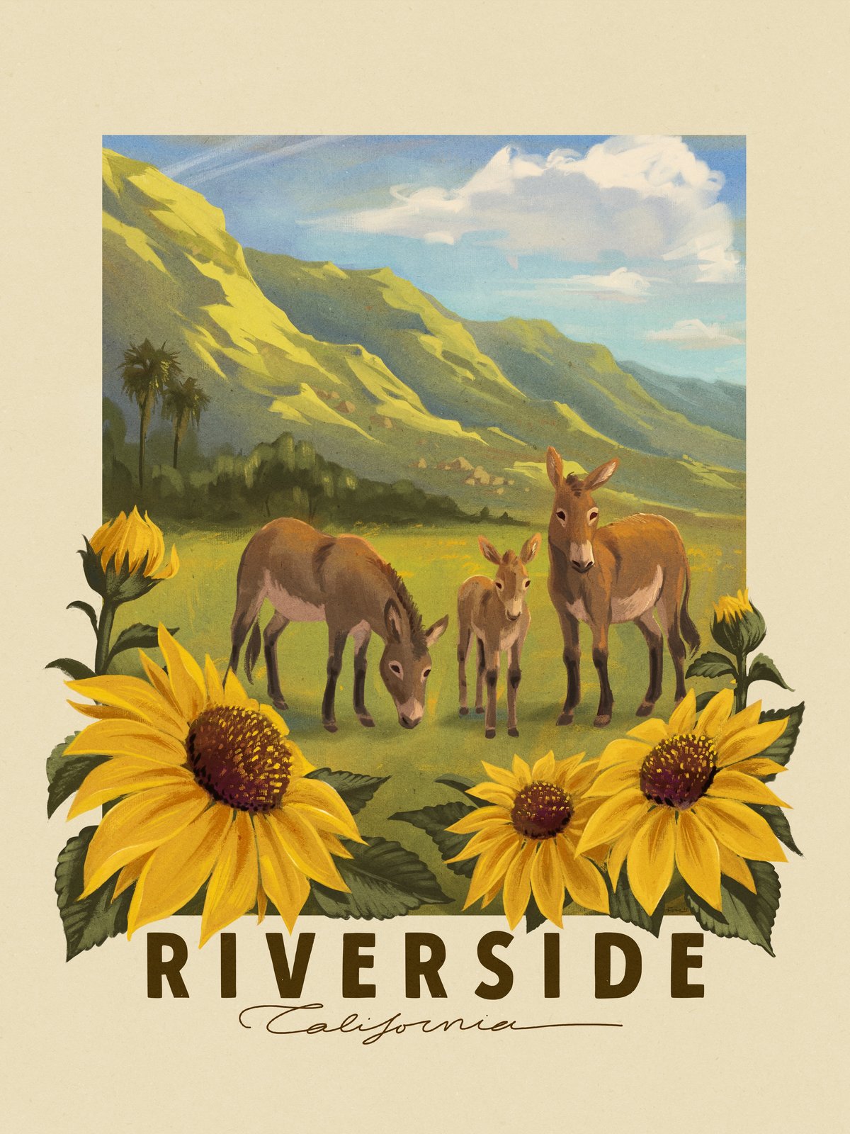 Image of Riverside Burros Poster
