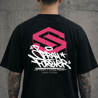 Image 4 of Tagline Red Backprint T-shirt - Black