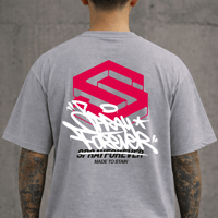 Image 3 of Tagline Red Backprint T-shirt - Grey