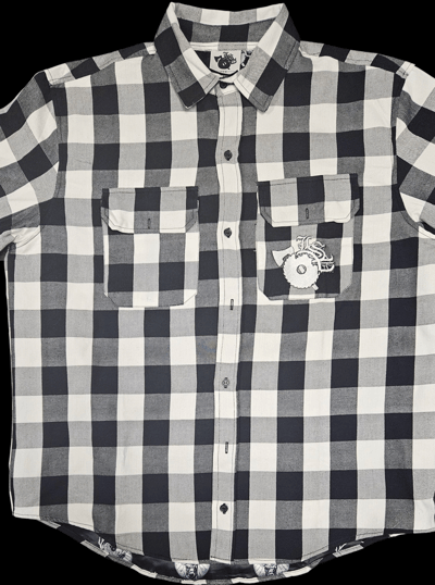 Image of LSP : 20/26  2.0 BLACK W/ & WHITE LONG-SLEEVED FLANNEL 