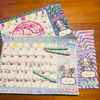 Image 1 of Colorable April 2026 Calendar | Monthly Overview with Lunar/Solar Phases +. Key Dates