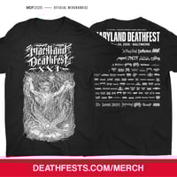 Image 1 of Maryland Deathfest XXI (2026) Black T-shirt Design #1 (Black & White Print) (pre-order)
