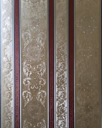 1980s Vintage Crown Wallpaper Rolls - Baroque Striped Moire Maroon Gold - (Sets of 2 & 3 Rolls) – detail view 4
