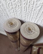1980s Vintage Crown Wallpaper Rolls - Baroque Striped Moire Maroon Gold - (Sets of 2 & 3 Rolls) thumbnail 11