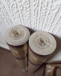 1980s Vintage Crown Wallpaper Rolls - Baroque Striped Moire Maroon Gold - (Sets of 2 & 3 Rolls) – detail view 11