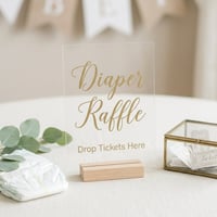 Diaper Raffle Acrylic Sign | Baby Shower Game Decor
