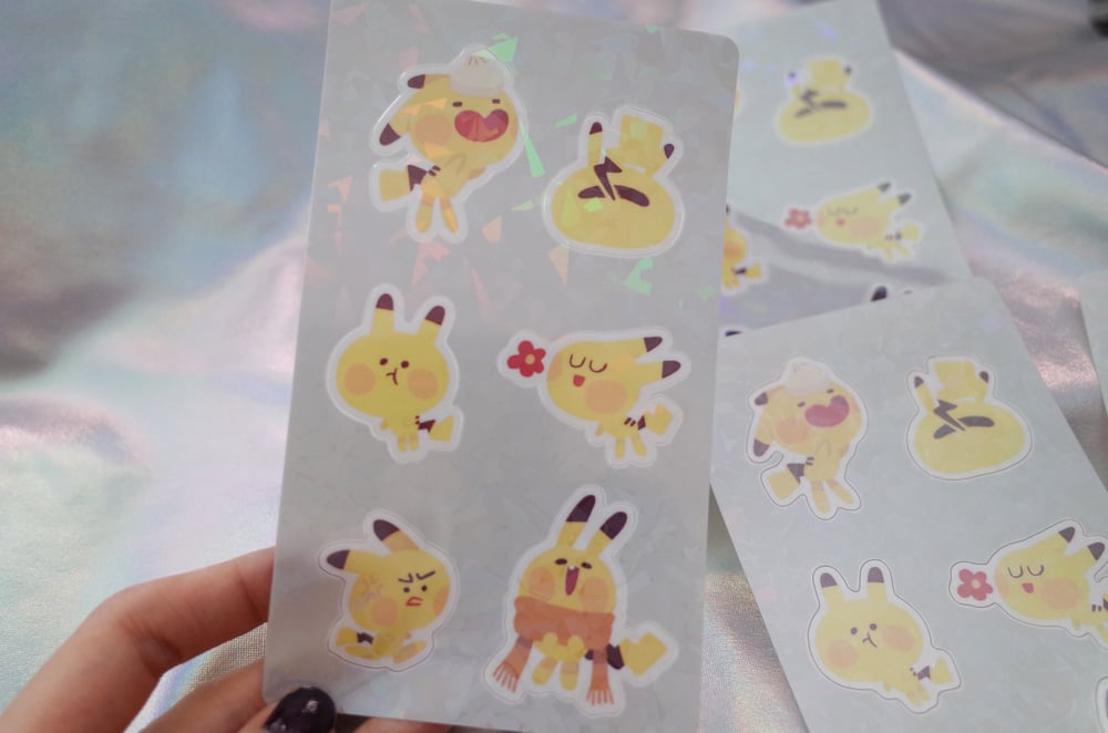 Image of 6 Pikachus | Sticker sheet & Die cut set