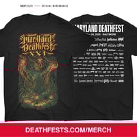 Image 1 of Maryland Deathfest XXI (2026) Black T-shirt Design #1 (Color Print) (pre-order)