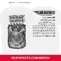 Image 1 of Maryland Deathfest XXI (2026) White T-shirt Design #1 (pre-order)