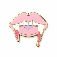 Image 1 of Dripping Vampire Lips Enamel Pin | Cute Goth Fang Pin