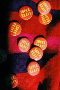 Image 3 of Button SUPERKRAFT - 37 mm  / Zinnoberrot-Gelb
