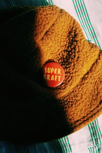 Image 1 of Button SUPERKRAFT - 37 mm  / Zinnoberrot-Gelb
