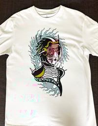 Image 4 of Cyberpunk Geisha Sand & White T-shirt - Bone Trail Apparel
