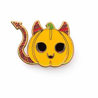 Image 1 of Pumpkin Cat Enamel Pin | Cute Halloween Devil Cat Pin