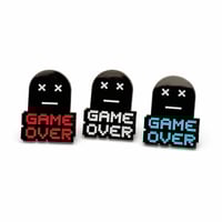 Image 1 of Glow Game Over Enamel Pin – Retro Gamer Ghost Pin (Glow in Dark)