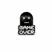 Image 4 of Glow Game Over Enamel Pin – Retro Gamer Ghost Pin (Glow in Dark)