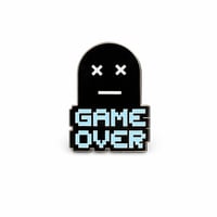 Image 5 of Glow Game Over Enamel Pin – Retro Gamer Ghost Pin (Glow in Dark)