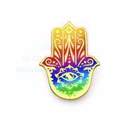 Image 1 of Colorful Hamsa Enamel Pin – Protection & Good Luck Charm